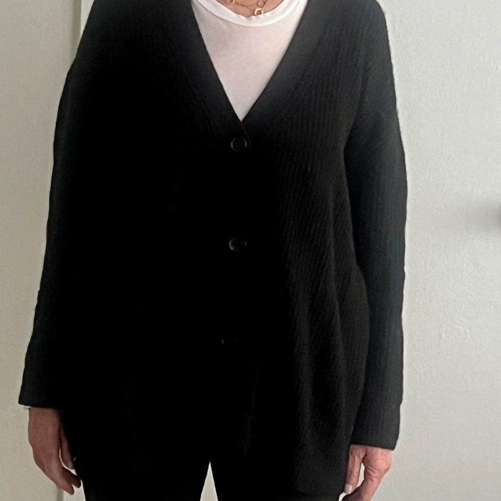 Quince Mongolian Cashmere Oversized Boyfriend Cardigan Sweater